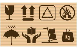 Fragile box, cargo warning vector signs. Set of fragile package icons, handle with care logistics and delivery labels. Vector illustration