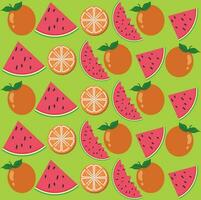 seamless pattern with orange and watermelon fruits vector