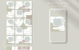 Social media post template in continuous  grid puzzle style vector