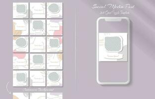 Social media post template in continuous  grid puzzle style vector