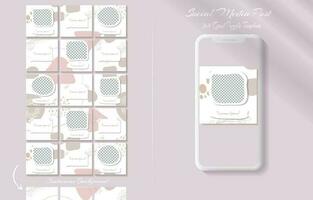 Social media post template in continuous  grid puzzle style vector