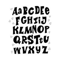 Cute Handwritten alphabet. Suitable for printing on T-shirts, posters and postcards. vector