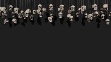 3D Skulls Hanging From Top, Alpha Channel Selection, Scary 3D Rendering video