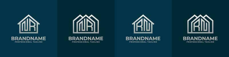 Letter NR and RN Home Logo Set. Suitable for any business related to house, real estate, construction, interior with NR or RN initials. vector