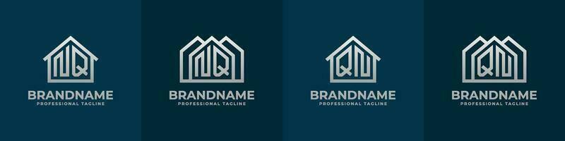 Letter NQ and QN Home Logo Set. Suitable for any business related to house, real estate, construction, interior with NQ or QN initials. vector