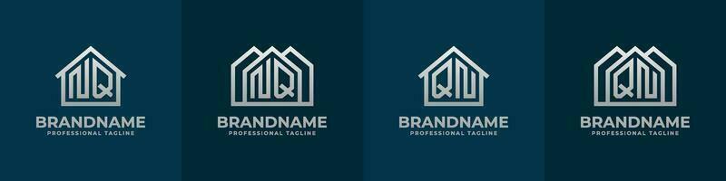 Letter NQ and QN Home Logo Set. Suitable for any business related to house, real estate, construction, interior with NQ or QN initials. vector