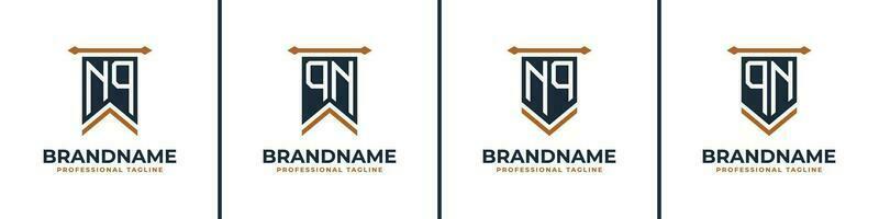 Letter NQ and QN Pennant Flag Logo Set, Represent Victory. Suitable for any business with NQ or QN initials. vector