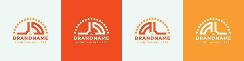 Letter QU and UQ or QV and VQ Sunrise  Logo Set, suitable for any business with QU, UQ, QV, VQ initials. vector