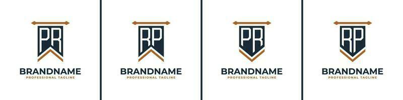 Letter PR and RP Pennant Flag Logo Set, Represent Victory. Suitable for any business with PR or RP initials. vector