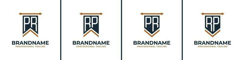 Letter PR and RP Pennant Flag Logo Set, Represent Victory. Suitable for any business with PR or RP initials. vector