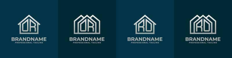 Letter OR and RO Home Logo Set. Suitable for any business related to house, real estate, construction, interior with OR or RO initials. vector