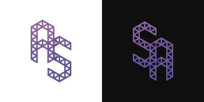Letters AS and SA Polygon Logo Set, suitable for business related to polygon with AS and SA initials. vector