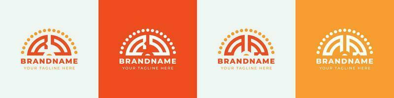 Letter QR and RQ Sunrise  Logo Set, suitable for any business with QR or RQ initials. vector