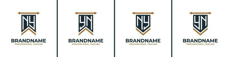 Letter NY and YN Pennant Flag Logo Set, Represent Victory. Suitable for any business with NY or YN initials. vector