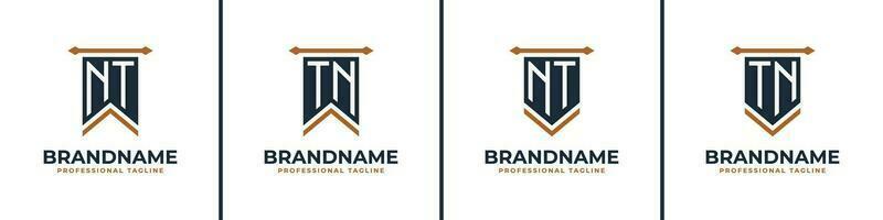 Letter NT and TN Pennant Flag Logo Set, Represent Victory. Suitable for any business with NT or TN initials. vector