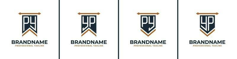 Letter PY and YP Pennant Flag Logo Set, Represent Victory. Suitable for any business with PY or YP initials. vector