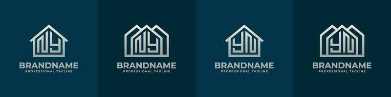 Letter NY and YN Home Logo Set. Suitable for any business related to house, real estate, construction, interior with NY or YN initials. vector