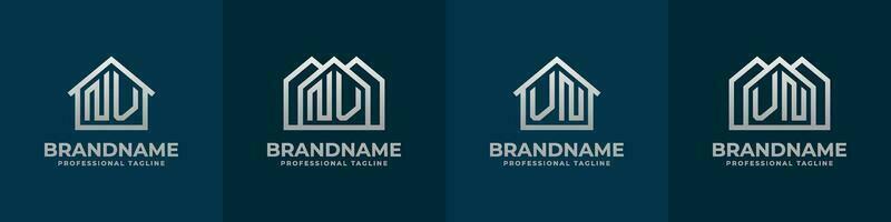 Letter NV and VN Home Logo Set. Suitable for any business related to house, real estate, construction, interior with NV or VN initials. vector