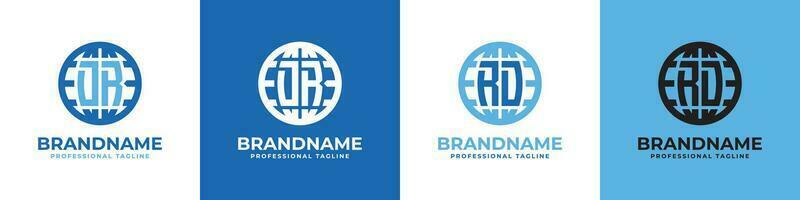 Letter DR and RD Globe Logo Set, suitable for any business with DR or RD initials. vector