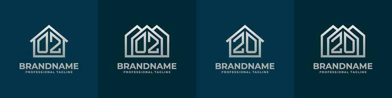 Letter OZ and ZO Home Logo Set. Suitable for any business related to house, real estate, construction, interior with OZ or ZO initials. vector