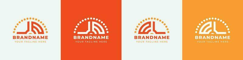 Letter EU and UE or EV and VE Sunrise  Logo Set, suitable for any business with EU, UE, EV, VE initials. vector