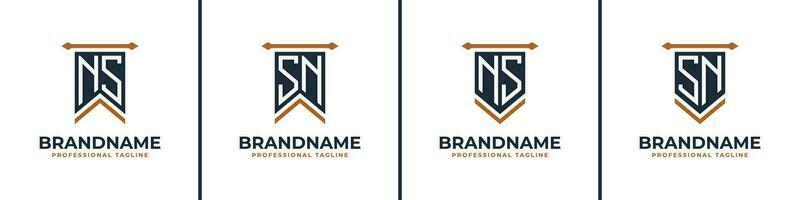 Letter NS and SN Pennant Flag Logo Set, Represent Victory. Suitable for any business with NS or SN initials. vector