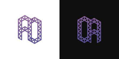 Letters AO and OA Polygon Logo Set, suitable for business related to polygon with AO and OA initials. vector