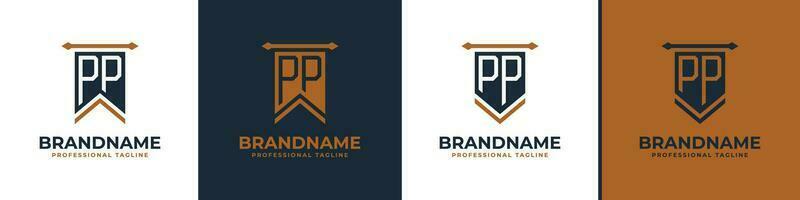 Letter PP Pennant Flag Logo Set, Represent Victory. Suitable for any business with P or PP initials. vector