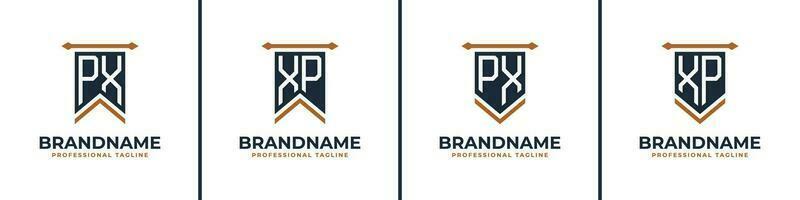 Letter PX and XP Pennant Flag Logo Set, Represent Victory. Suitable for any business with PX or XP initials. vector