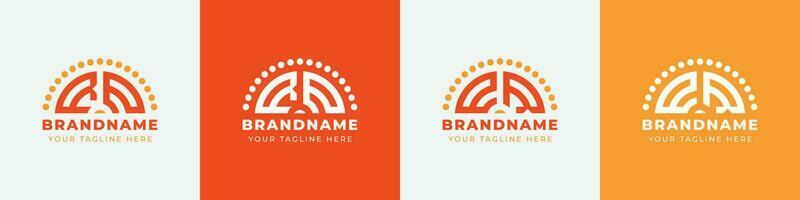 Letter ER and RE Sunrise  Logo Set, suitable for any business with ER or RE initials. vector