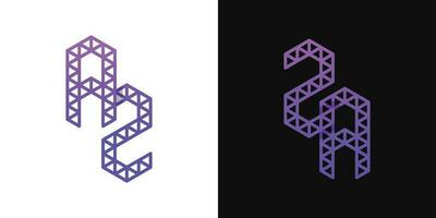 Letters AZ and ZA Polygon Logo Set, suitable for business related to polygon with AZ and ZA initials. vector