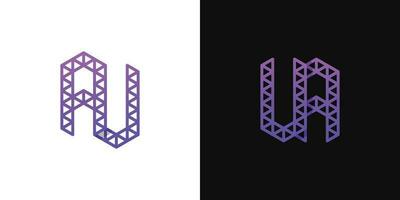 Letters AU and UA Polygon Logo Set, suitable for business related to polygon with AU and UA initials vector