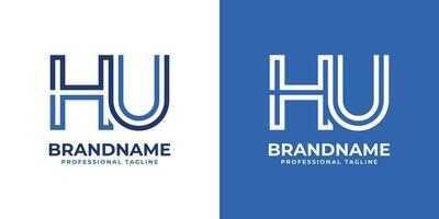 Letter HU Line Monogram Logo, suitable for business with HU or UH initials. vector