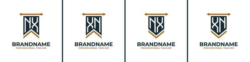 Letter NX and XN Pennant Flag Logo Set, Represent Victory. Suitable for any business with NX or XN initials. vector