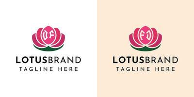 Letter DF and FD Lotus Logo Set, suitable for business related to lotus flowers with DF or FD initials. vector