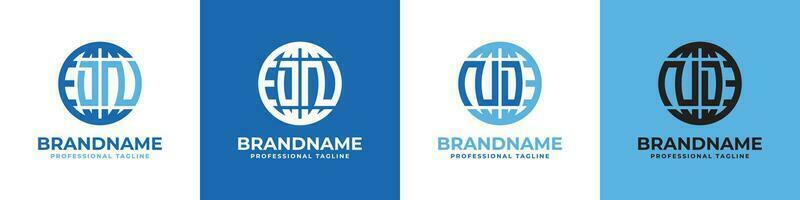 Letter DN and ND Globe Logo Set, suitable for any business with DN or ND initials. vector