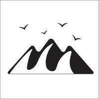 mountain silhouette illustration vector design with birds. suitable for logos, icons, t-shirt designs, stickers, concepts, posters, websites, advertisements.