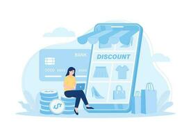 Online shop payment method concept flat illustration vector