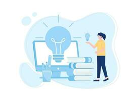 Creative ideas and imagination in a light bulb as metaphor concept flat illustration vector