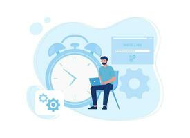 Updating and maintaining to develop operating system concept flat illustration vector