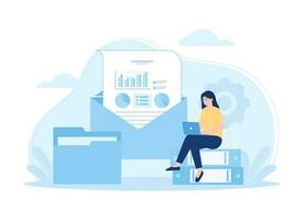 Sending data via email concept flat illustration vector