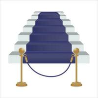 Blue carpet on stairs with railing vector, illustration, symbol vector