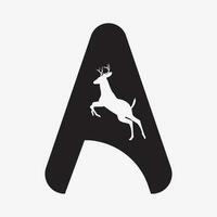 letter a logo combined with a deer vector