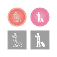 Walking with Luggage Vector Icon