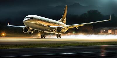 . . Air airplane take off from airport. Adventure vacation travel vibe. Graphic Art photo