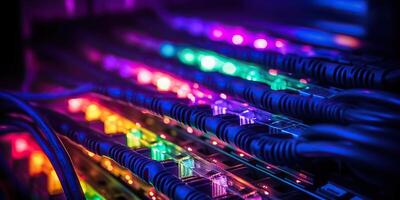 . . Servers connection with Fiber optic cable switch internet pc technology pc Graphic Art photo