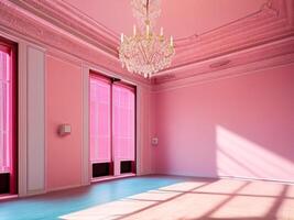 ai generativo. lujo un rosado pared vacío habitación fondo, hogar viviendo. ai generado foto