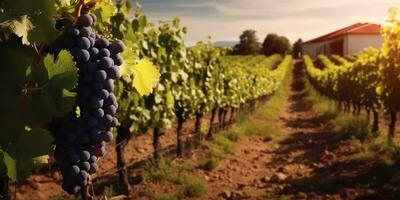 ai generado. ai generativo. foto ilustración de vino uva viñedo lagar planta campo naturaleza al aire libre campo. gráfico Arte
