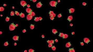 Burst of Strawberry Blueberry in black Background video