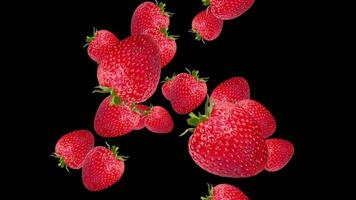 Burst of Strawberry Blueberry in black Background video